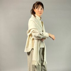 【亀田縞】ロングカフスショートブラウス　ワッシャー　オフホワイト画像