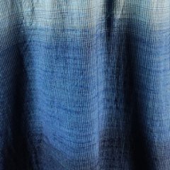 【遠州木綿】藍染め　ワイド・ノーカラーワンピース　藍染段ぼかし　画像