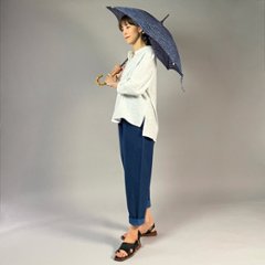 【日傘】浴衣地　藍色　型染め画像