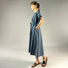 【遠州綿紬】ワンピース　大海画像