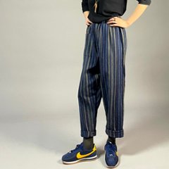 【備後絣】もんぺパンツ　ざくろ×柿渋×藍縞画像