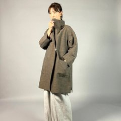 【遠州綿紬】フリースタイル　ロングジャケット　あらし　無地　茶画像