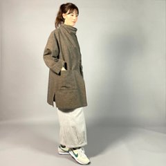 【遠州綿紬】フリースタイル　ロングジャケット　あらし　無地　茶画像