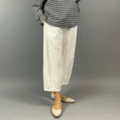 【備後絣】ワイドタック入りパンツ　白スラブ　の画像