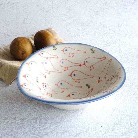 赤いとり・ｻﾗﾀﾞのお皿L画像