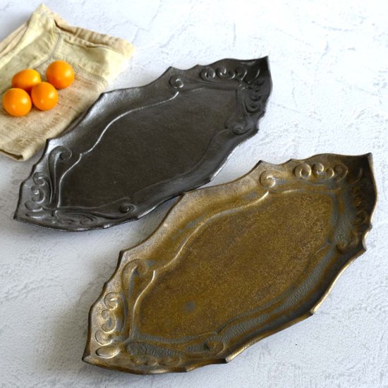 アラベスク文長皿画像