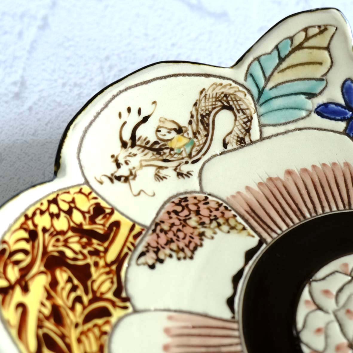 変形花型皿（唐子と龍）｜創作品モール あるる