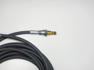 破裂しない‼ケルヒャ―純正ホースの海外サプライヤー製【グレーカラー(太さΦ9㎜)】 柔らかスリムなPUウレタン高圧ホース 7.5ｍ●汎用1/4オスネジ  ※ボールバルブ有/無画像