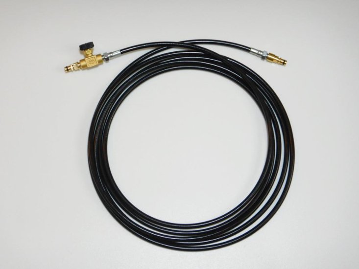 ケルヒャーdeエアコンクリーニング用純正互換接続ウルトラスリムウレタン高圧ホース《洗浄ガン側流量調節バルブ付きクイックコネクトプラグ仕様》画像