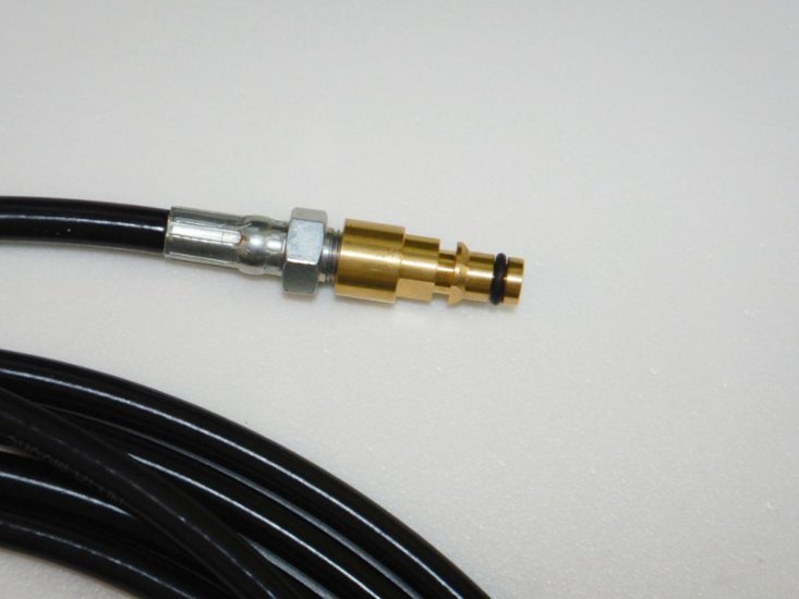 ケルヒャーdeエアコンクリーニング用純正互換接続ウルトラスリムウレタン高圧ホース《洗浄ガン側流量調節バルブ付きクイックコネクトプラグ仕様》画像