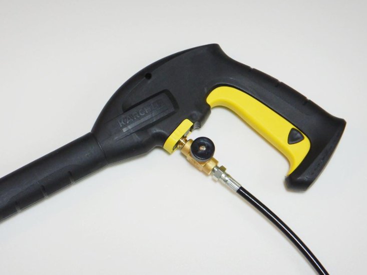 ケルヒャーdeエアコンクリーニング用純正互換接続ウルトラスリムウレタン高圧ホース《洗浄ガン側流量調節バルブ付きクイックコネクトプラグ仕様》画像