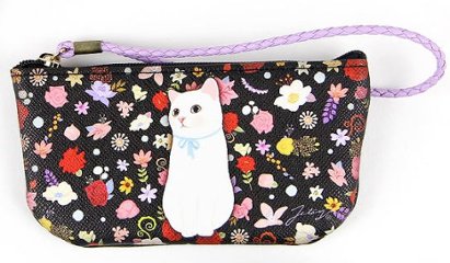 choo choo本舗　JETOY(ジェトイ)　猫のハンドル付き小銭入れ ブルーリボンの画像