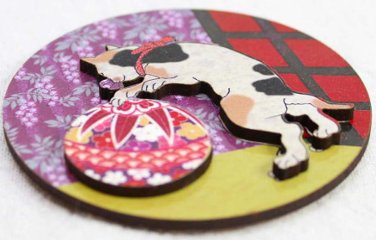 EDO DECO 洒落ねこマグネット　手毬画像