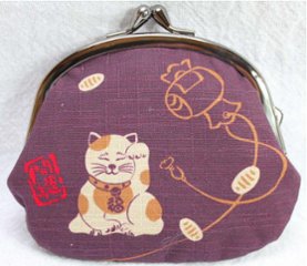 開運亭 3.3寸がま口財布 福招き猫画像