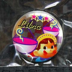 不二家 ペコちゃん チョコえんぴつ ペコちゃん星座缶バッジ Libra　リブラ てんびん座 【ワケアリ品】の画像