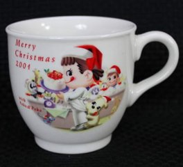 不二家 ペコちゃん マグカップ型プリンカップ メリークリスマス 2001 【未使用】の画像