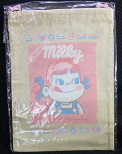 不二家 ペコちゃん Milky Colors Collection 第1弾 オリジナル巾着袋 ピンク 大サイズ 【新品同様品】画像