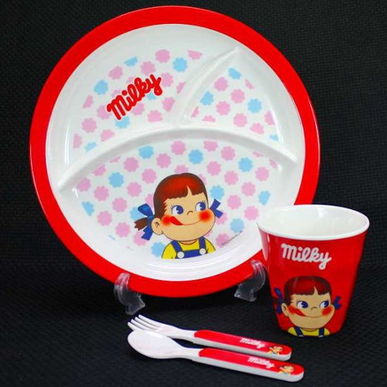 不二家 ペコちゃん メラミン食器3点セット ペコ 【新品同様品】画像