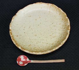 土灰5寸丸皿 仲田製陶 笠間焼画像