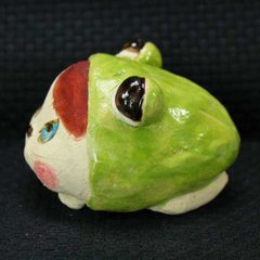 岡村洋子 作 猫かぶり かえる 茶 ねこども 猫の焼き物たち 皿や器や招き猫画像