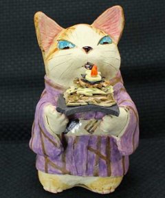 岡村洋子 作 瓦そば おそば屋さん 商店猫 ねこども 猫の焼き物たち 皿や器や招き猫の画像