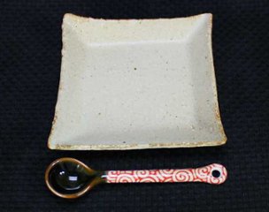 土灰3.5寸角皿 仲田製陶 笠間焼の画像