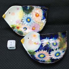  野村晃子 作 鳥の小皿(#1) 2枚セット 猫の焼き物たち 皿や器や招き猫画像