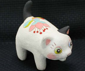 月魚ひろこ 作 おさんぽ猫 猫の焼き物たち 皿や器や招き猫  (#1181)の画像