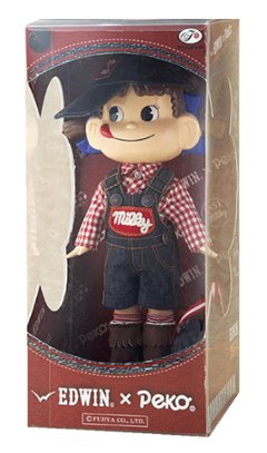 EDWIN x PEKO DENIM エドウィン デニムペコちゃん 【新品同様品】 不二家 ペコちゃん ポコちゃん ペコポコ ミルキー 人形の画像