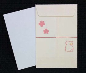 和柄　おしゃれポチ袋　ひとことポチ袋　結び兎　なんと1枚販売　京都くろちく画像