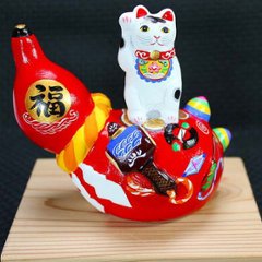 土鈴　ひょうたん乗り猫　杉山ハヤト 作の画像