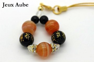 嫌いな人を遠ざける・悪縁切り・強力守護ストラップ｜サードオニキス・梵字オニキス・モリオン｜天然石パワーストーン通販 ジュ・オーヴの画像