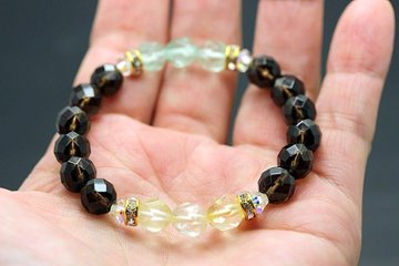 心も体も輝く！安らぎと心身の健康 細身 ブレスレット スモーキークォーツ レモンクォーツ フローライト 天然石 パワーストーン画像