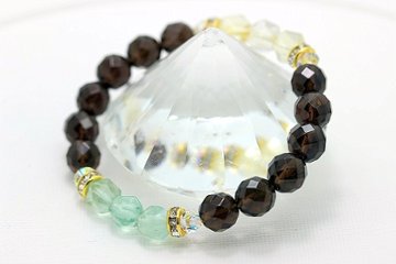 心も体も輝く！安らぎと心身の健康 細身 ブレスレット スモーキークォーツ レモンクォーツ フローライト 天然石 パワーストーン画像