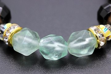 心も体も輝く！安らぎと心身の健康 細身 ブレスレット スモーキークォーツ レモンクォーツ フローライト 天然石 パワーストーン画像