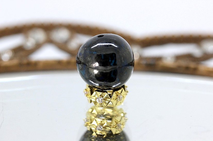 ＜完売＞邪気を砕き、運命を切り拓く――神鋼の守護石 アイアンクリソコラ ヘマタイト共生 粒売り 約12.5mm 天然石パワーストーン通販 ジュ・オーヴ画像