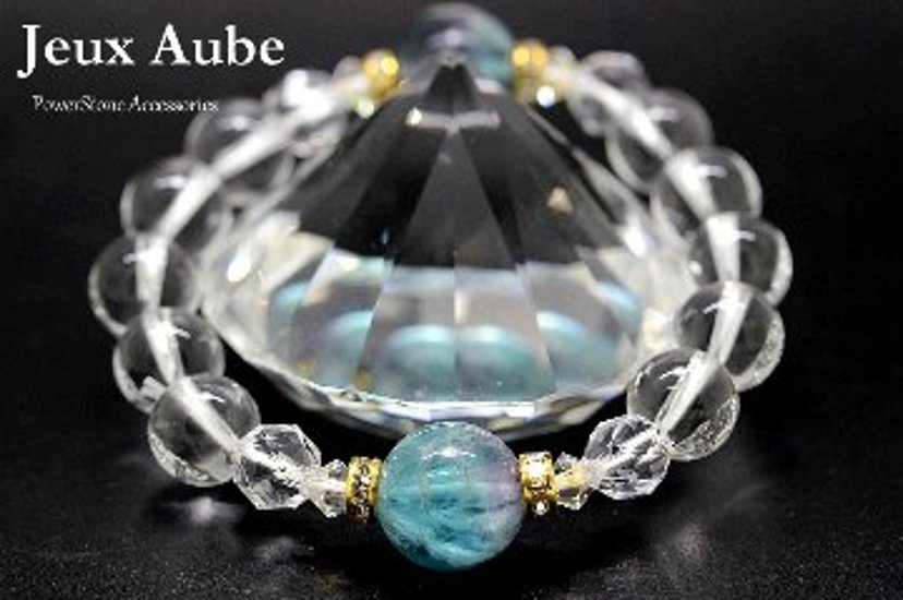 天使の羽が舞う癒しの光 エンジェルフェザーフローライト＆水晶ブレスレット｜ヒーリング・スピリチュアル・直感力アップ 天然石パワーストーン通販 ジュ・オーヴ画像