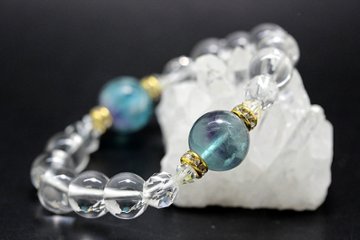 天使の羽が舞う癒しの光 エンジェルフェザーフローライト＆水晶ブレスレット｜ヒーリング・スピリチュアル・直感力アップ 天然石パワーストーン通販 ジュ・オーヴ画像