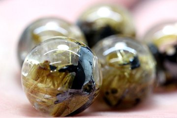 希少石！金運・財運・魔除け 八種の雷神が宿る 雷神タイチンルチル 粒売り 約14～14.5mm 大玉 天然石 パワーストーン画像