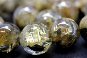 希少石！金運・財運・魔除け 八種の雷神が宿る 雷神タイチンルチル 粒売り 約14～14.5mm 大玉 天然石 パワーストーン画像