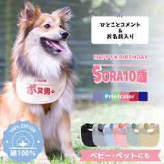 スタイ 名入れ お名前入り よだれかけ 出産祝い 愛犬 イヌ イエロードッグ 自己紹介 ベビー [ スタイ　ひとことネーム ] コメント 一言 言葉が入る お誕生日 プレゼント オリジナル 注意書き の画像