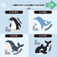サコッシュ 海のいきもの 名入れ バッグ ペンギン イルカ シャチ チンアナゴ カクレクマノミ プレゼント ギフト おでかけ ［ サコッシュ 水族館 ] 御祝 お祝い ギフト 帰省 かばん ナイロン 画像