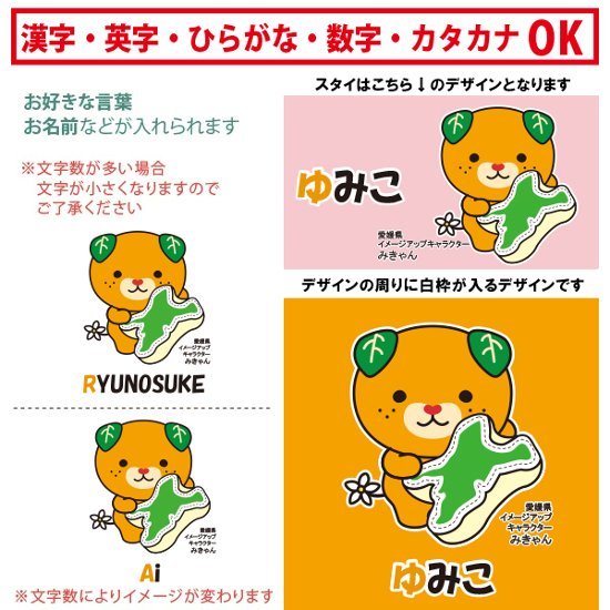 ベビースタイ（愛媛県クッションみきゃん）出産祝いに最適！かわいい名入れ（ネーム入り）bib画像