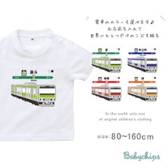 名入れ 名前入 半袖 Tシャツ [ 走る電車 ] お誕生日 プレゼント 電車 好き 鉄道 駅 看板 こども服 キッズ ジュニア ベビー 乗り物 働く おそろい 兄弟 姉妹 リンク T お出掛け 帰省 の画像