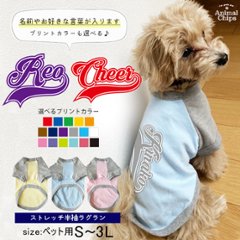 チアリーディング チアリーダー 名入れ ペット 服 半袖 ラグラン お名前入り オリジナル 犬 わんちゃん [ Cheer ( チア ) ] チーム チームTシャツ お名前 ロゴマーク スポーツ 応援画像