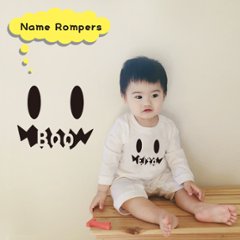 ハロウィン 名入れ 仮装 ロンパース 長袖 [ オバケ ] シンプル プレゼントかわいい 70　80 BABY 御祝い 記念 ギフト おしゃれ 出産祝い 内祝い おそろい リンク 兄弟 姉妹 パパ マ画像