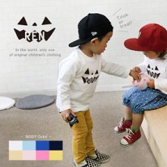 ハロウィン 仮装 長袖 Tシャツ [ PumpkinFace ] かぼちゃ パンプキン 名前入 こども服 御祝い 人気 思い出 シンプル オシャレ オリジナル オーダー 選べる ベビー キッズ画像