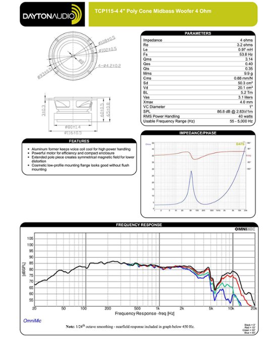 Dayton Audio TCP115-4画像