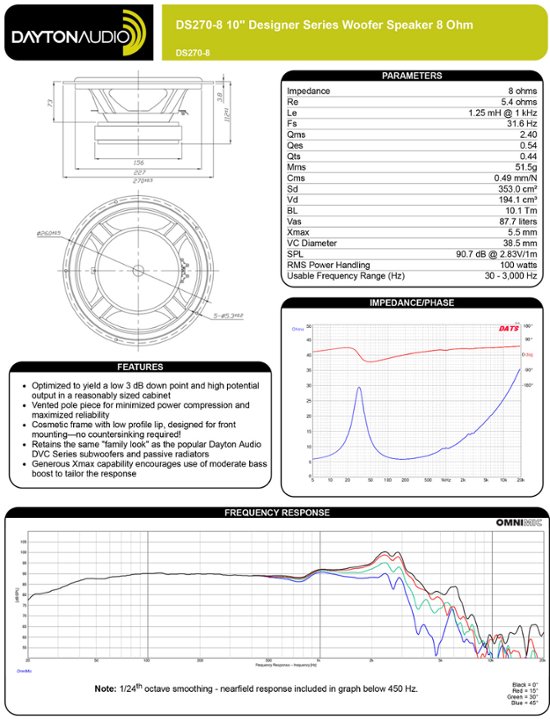 Dayton Audio DS270-8 画像