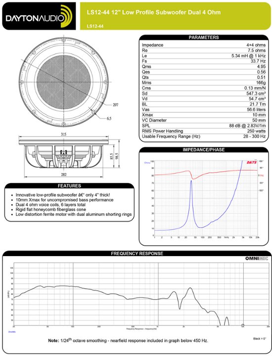 Dayton Audio LS12-44  ※在庫限りで終了画像